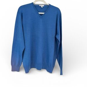 Peter Millar Merino Wool& Silk Sweater Blue Sz XL V Neck